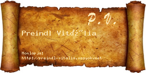 Preindl Vitália névjegykártya